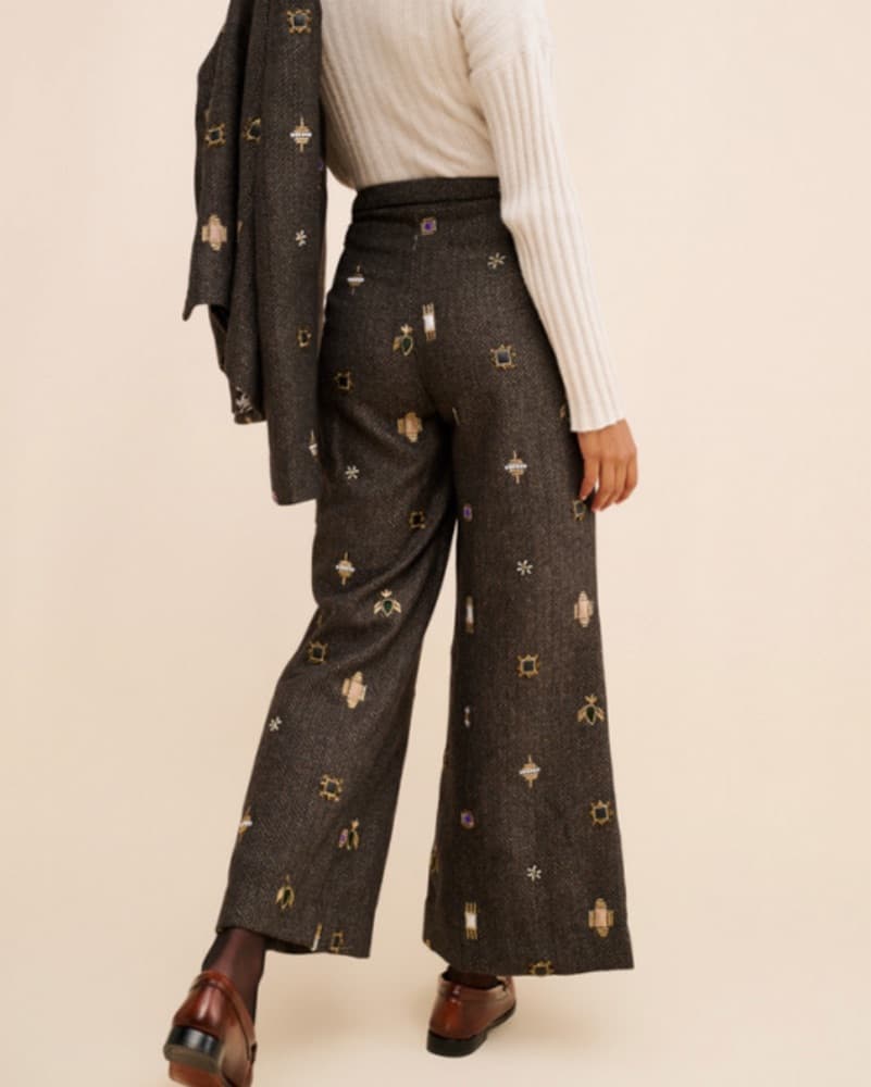 Embellished Wool Trousers - Image 3