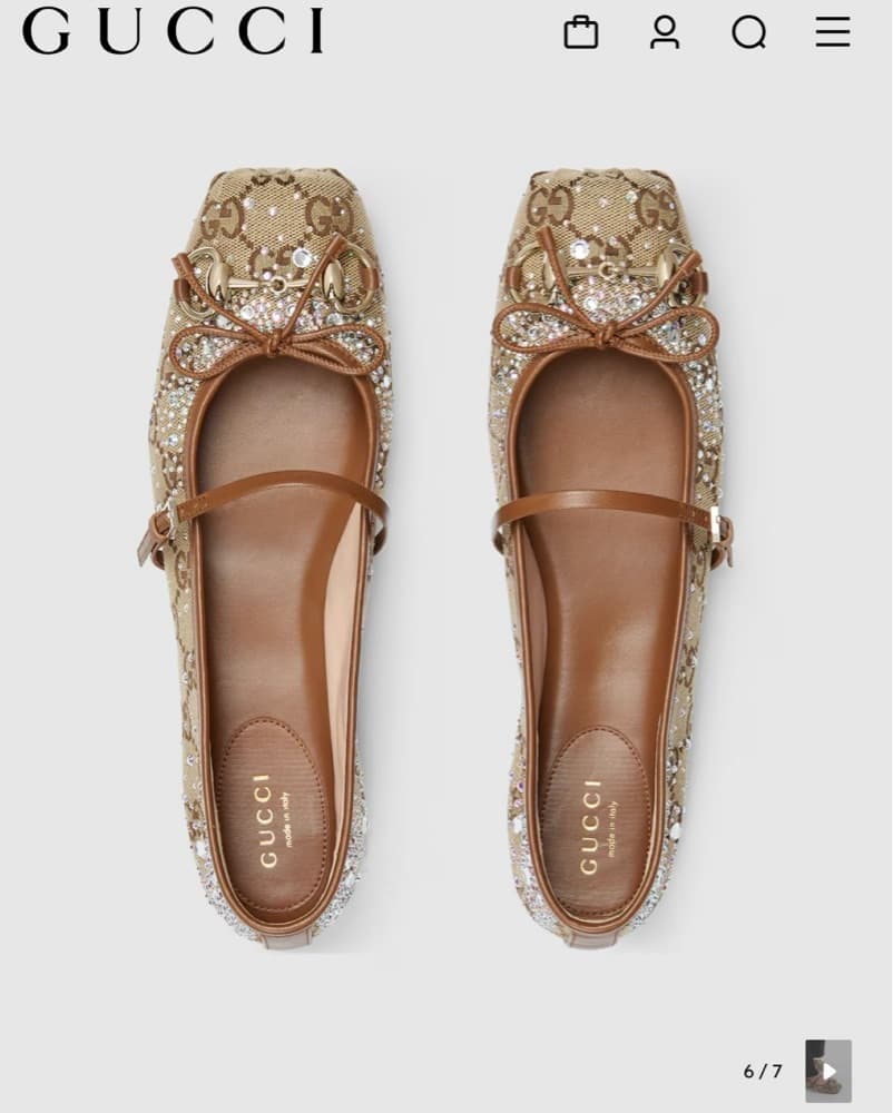 Crystal Gucci Horsebit Ballet Flats - Image 3