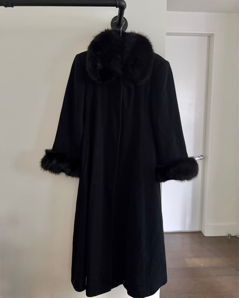 Vintage 90’s Cashmere Wool Fur Coat - Image 2
