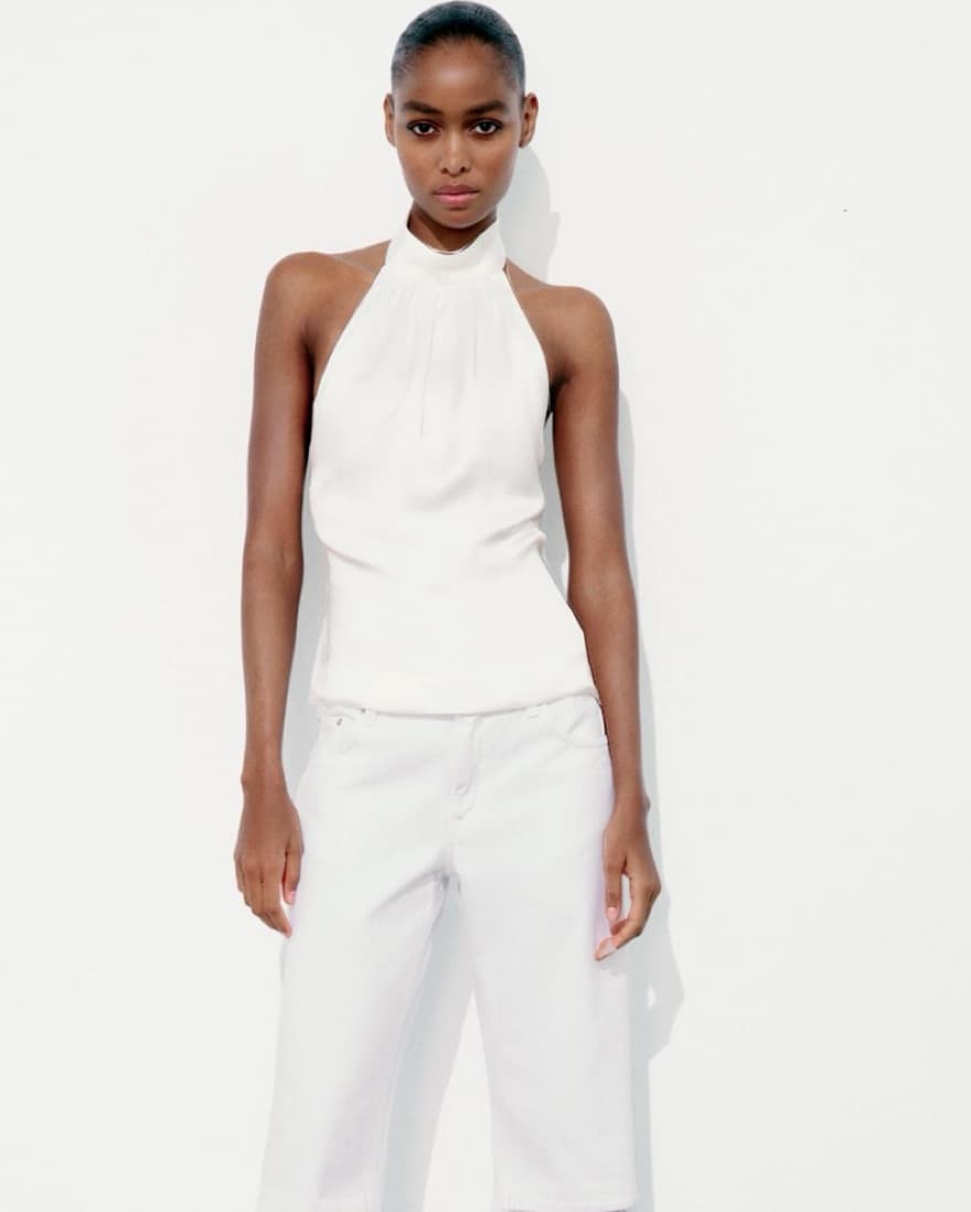 Zara White Halter Top - Image 1