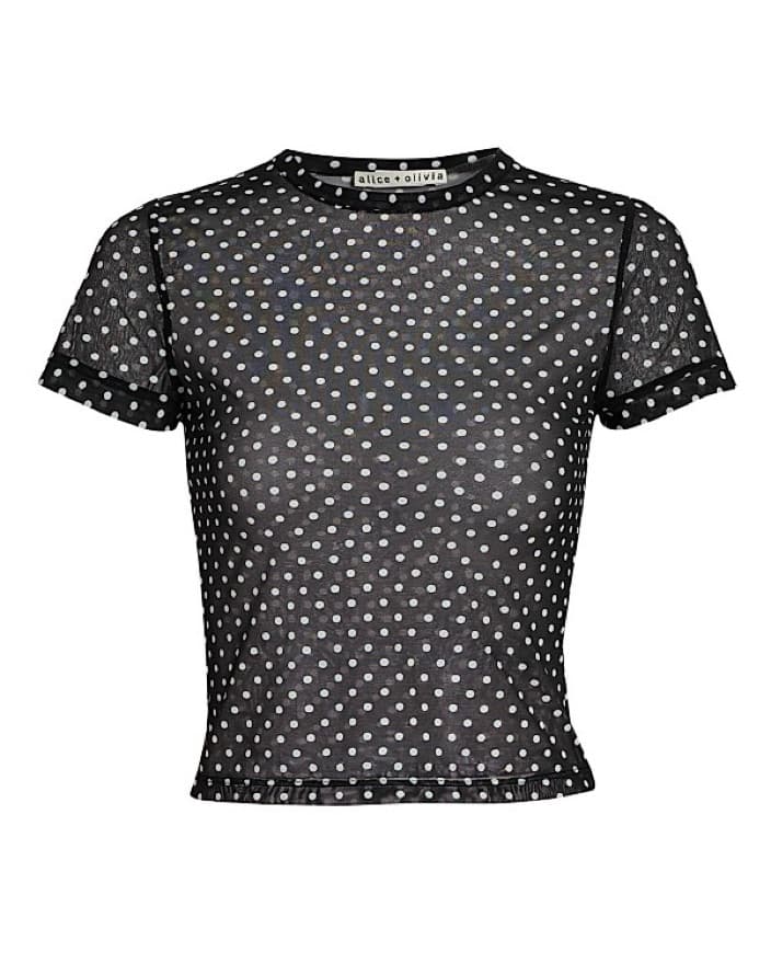 Aloce + Olivia Polka Dot Sheer T-Shirt - Image 6