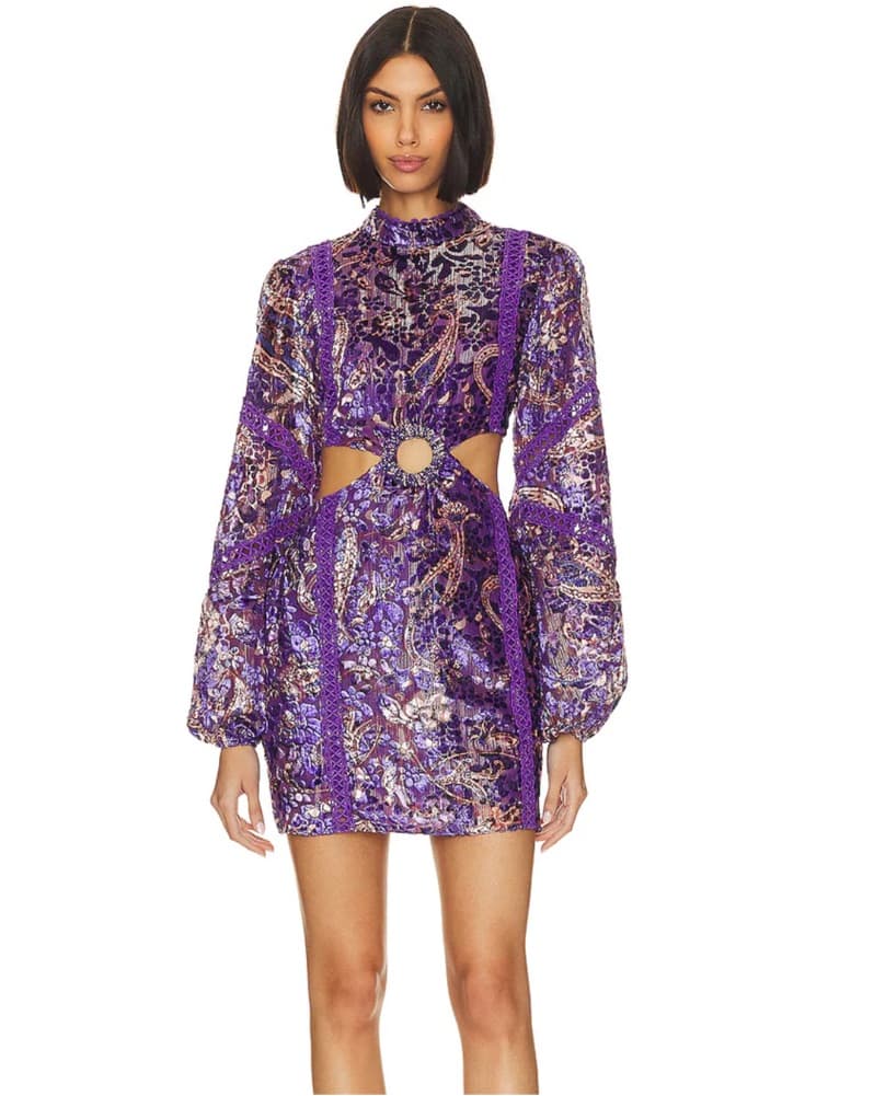 Hemant & Nandit Purple Floral Mini Dress - Image 2