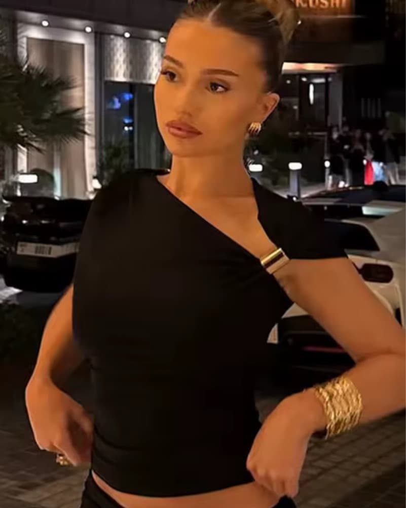 Off-Shoulder Black & Gold Top - Image 1