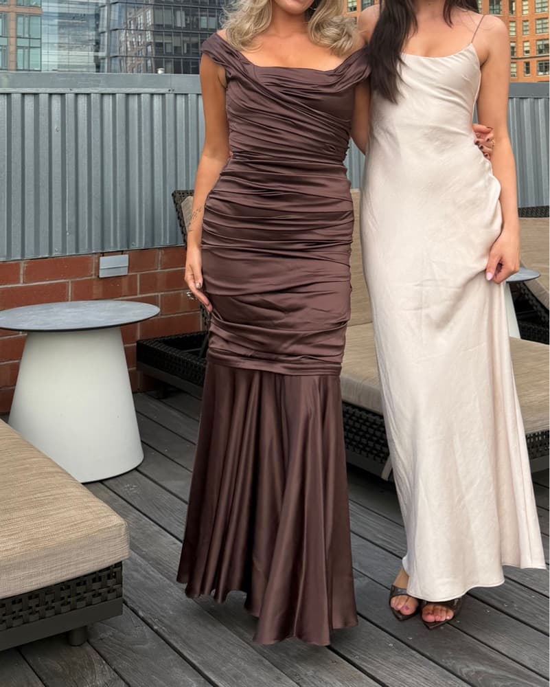 Dolce & Gabbana Satin Brown Dress - Image 3