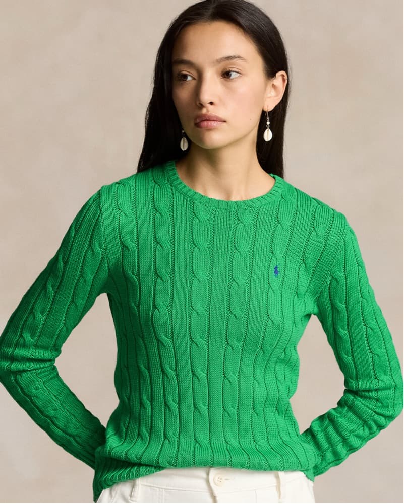 Ralph Lauren Green Cable Knit Sweater - Image 1
