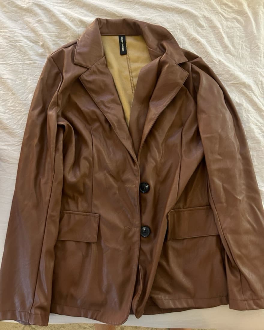Brown Pleather Blazer - Image 1