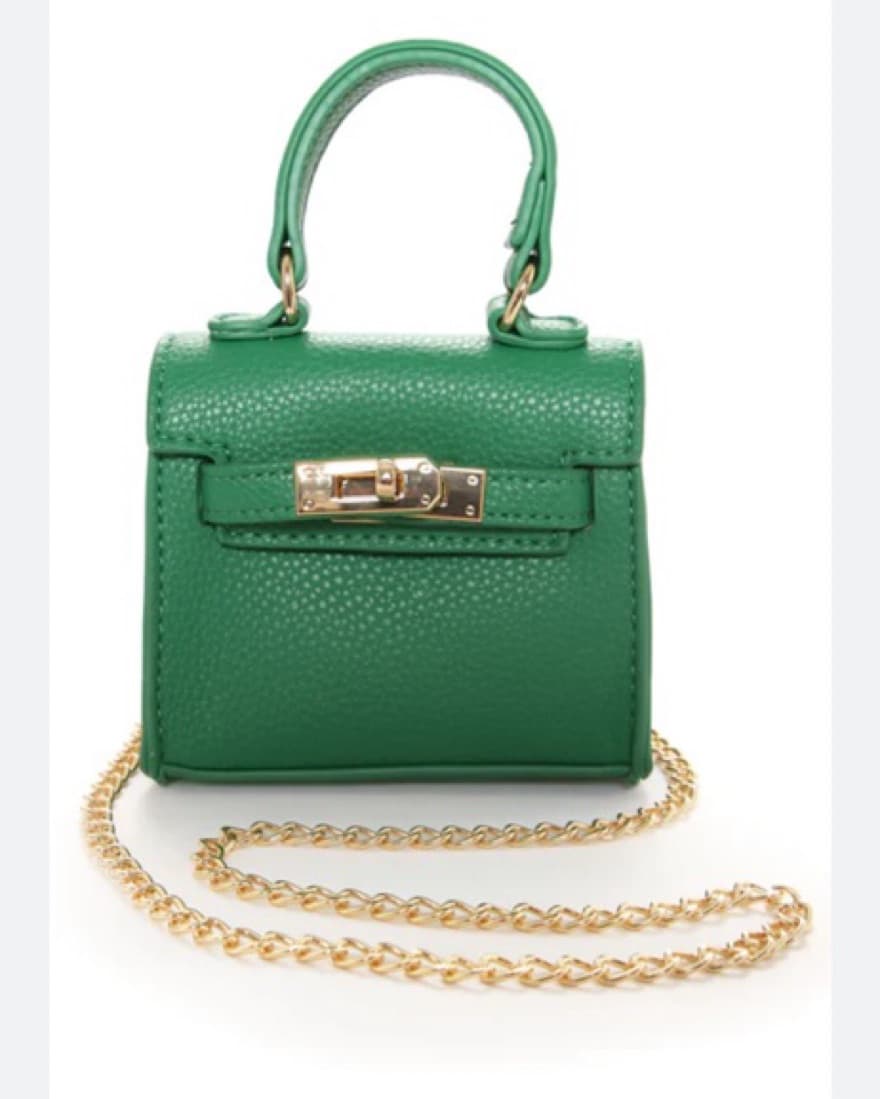 Mini Kelly Green Purse with Gold Chain - Image 1