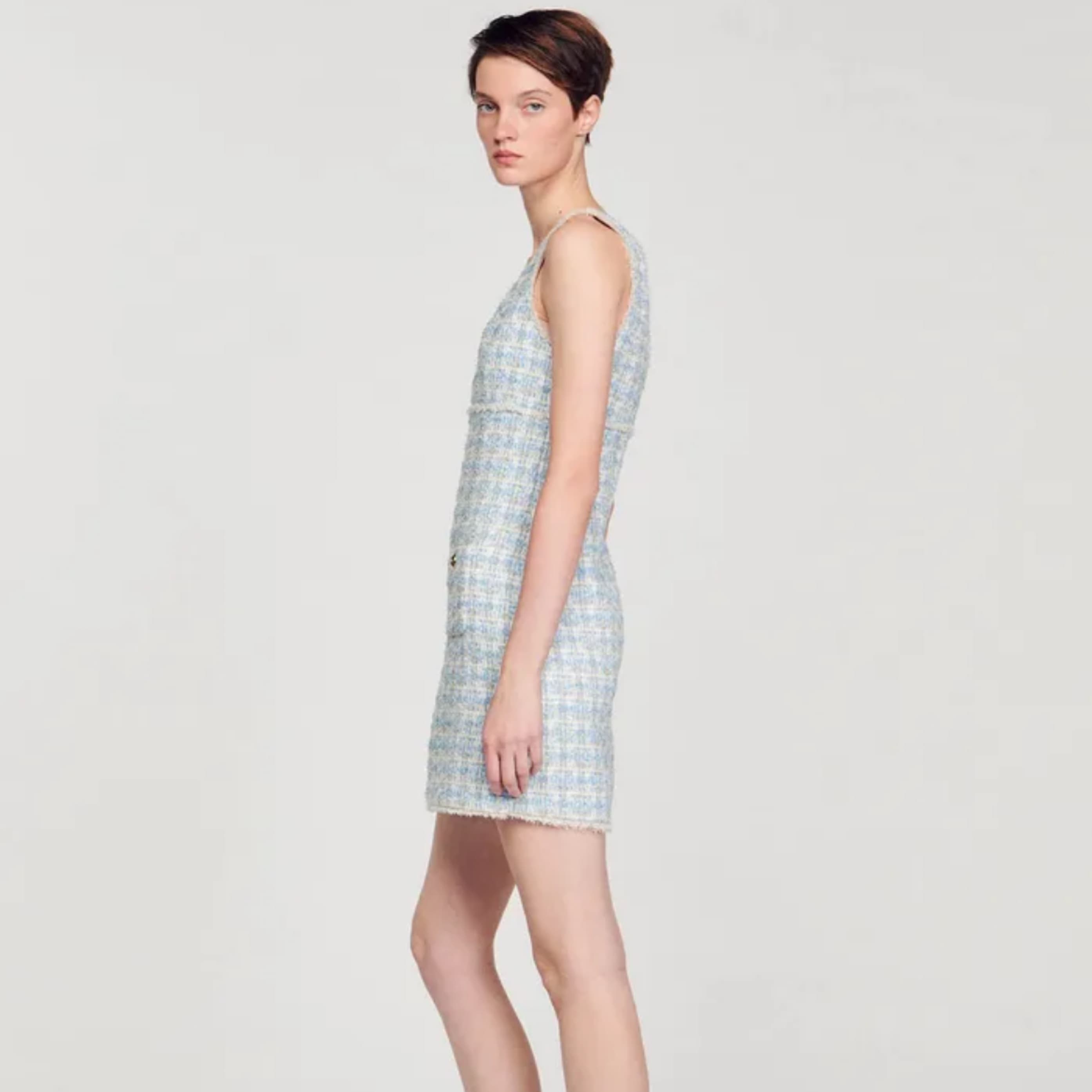 Sandro Blue Tweed Dress - Image 2