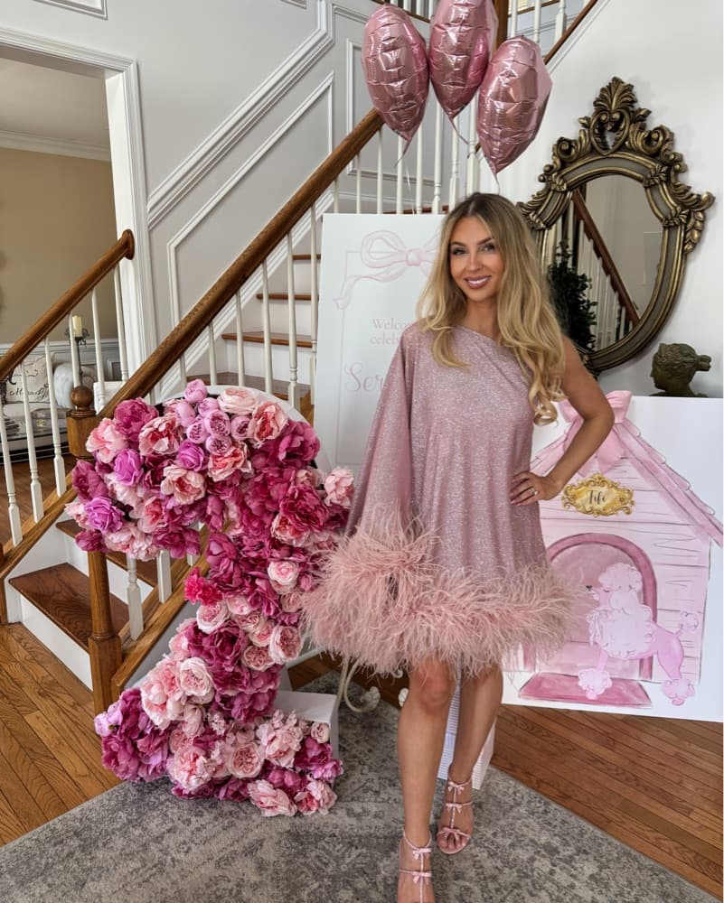 Pink Feather Dress - Image 1
