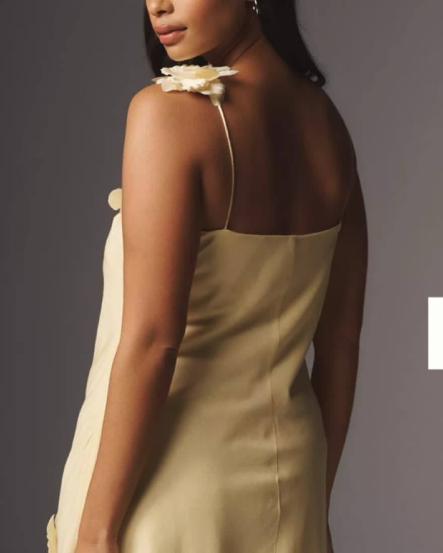Elegant Floral Embellished Yellow Dress - Image 4