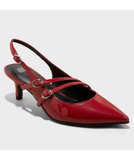 Red Buckle Slingback Kitten Heels  - Image 2
