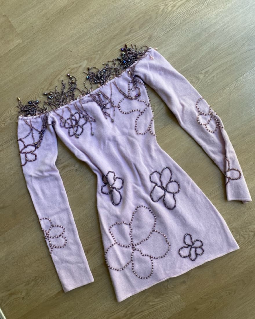 Danielle Guizio Daphne Beaded Pink Dress - Image 1