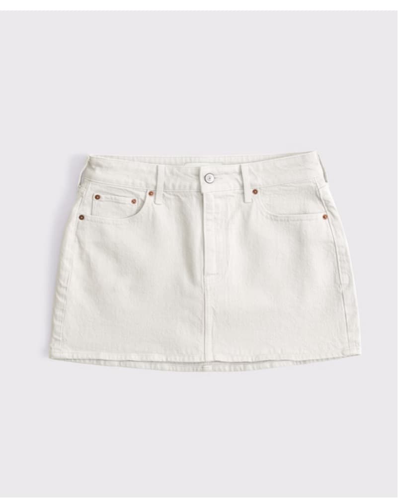 Chic Off White Denim Mini Skirt - Image 1