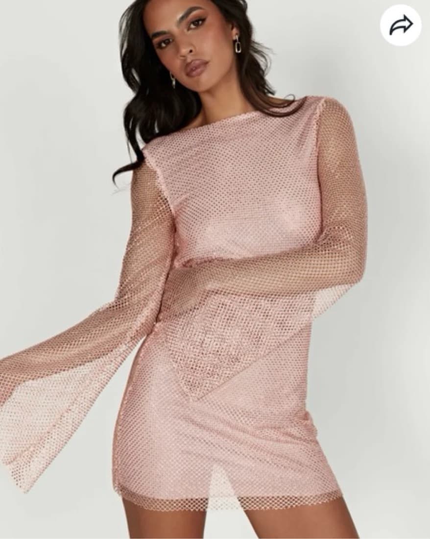 Meshki Backless Diamante Mesh Mini Dress - Image 3