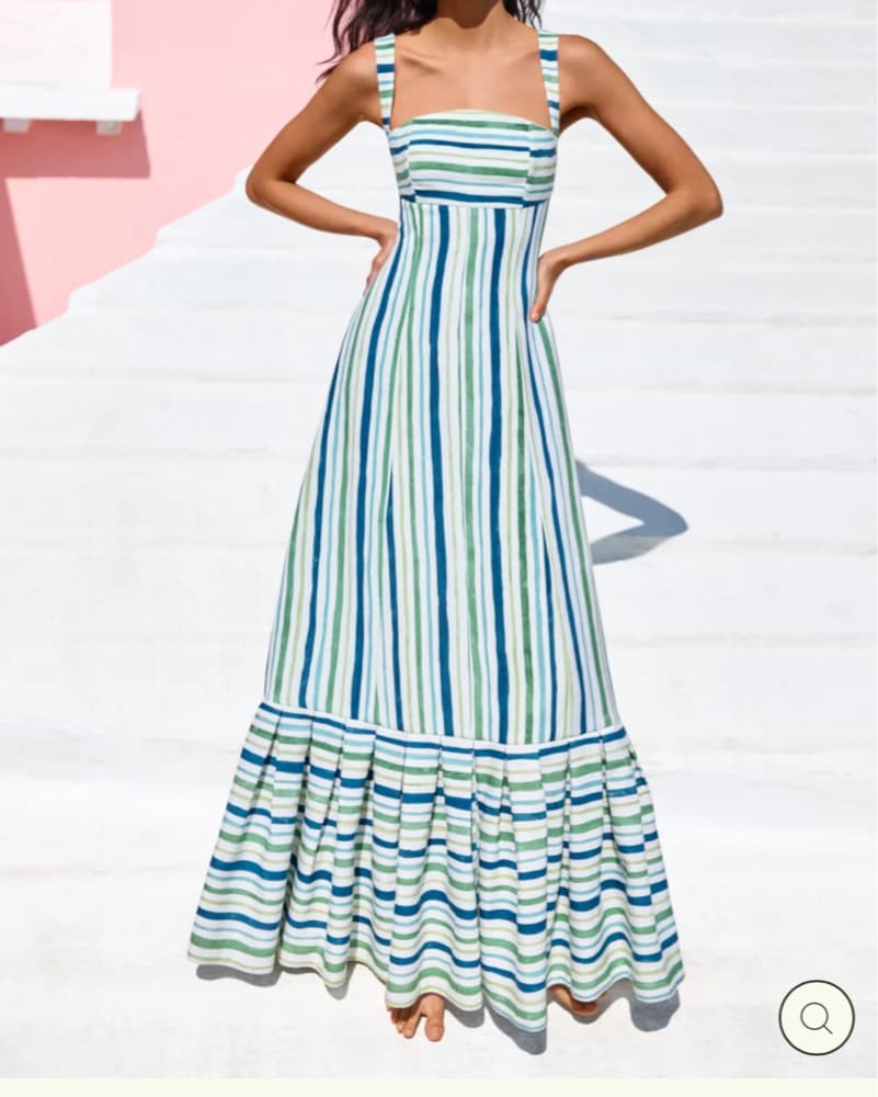 Couper Margaret Striped Tie Back Gown - Image 1