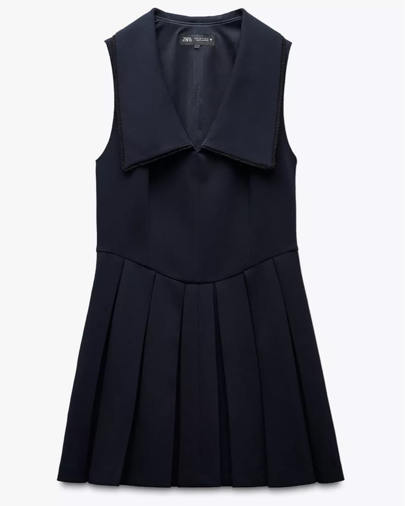 Chic Pleated Dress in Sleek Navy - Image 1
