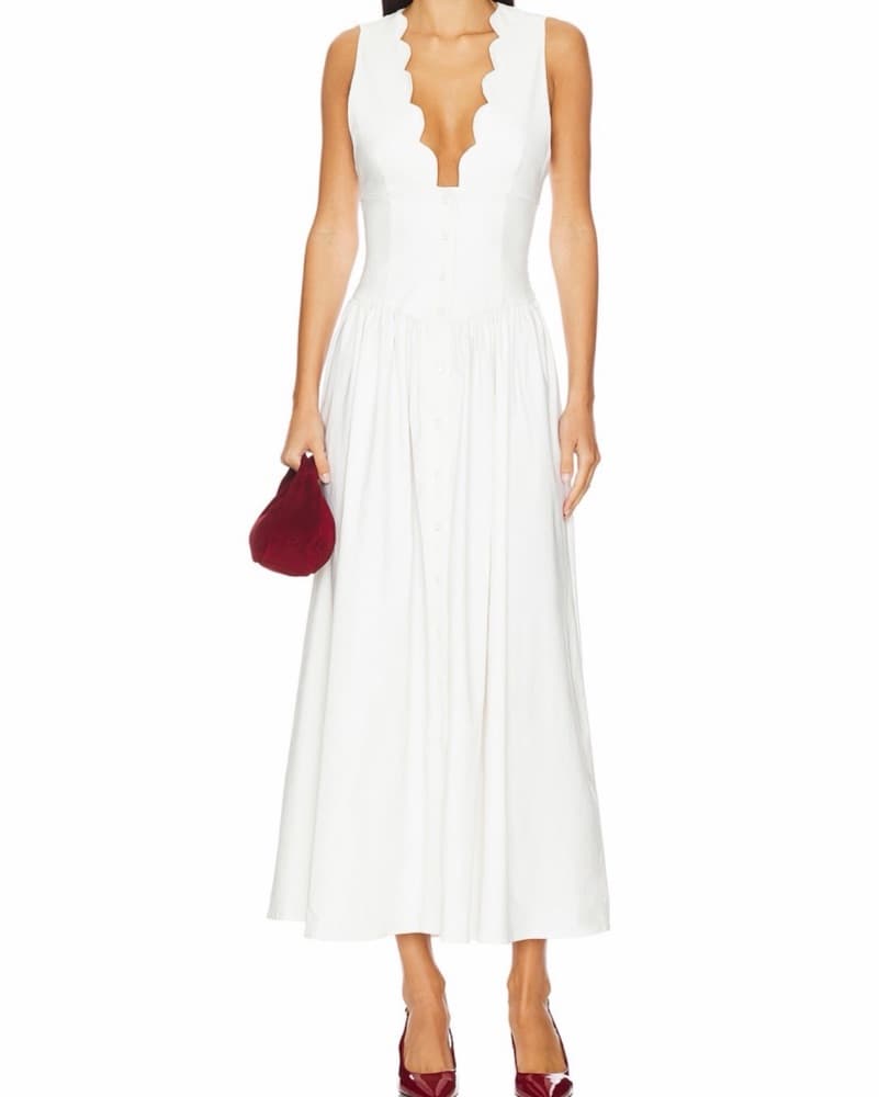 Button Front Scallop Dress - Image 3