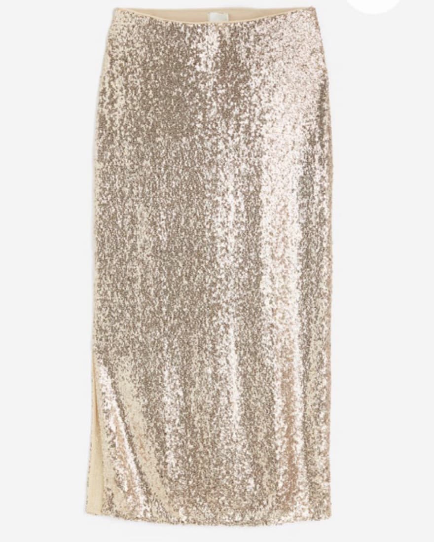 Gold Sequin Midi Skirt - Image 1