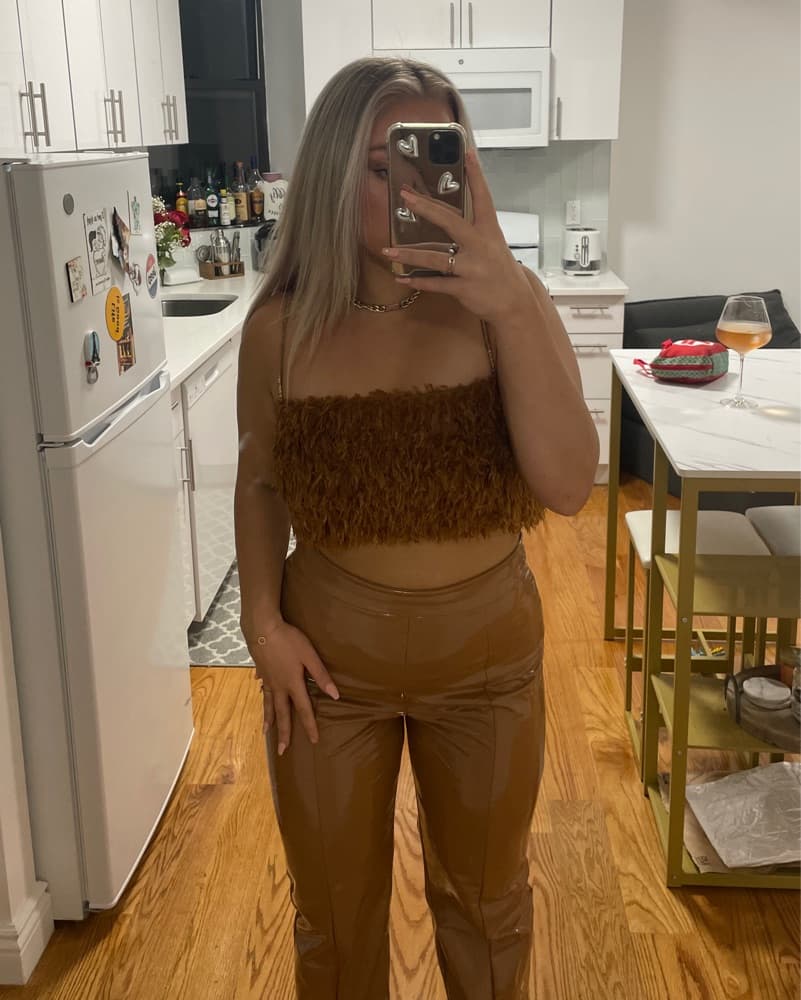 Stunning Metallic Faux Fur Crop Top - Image 5