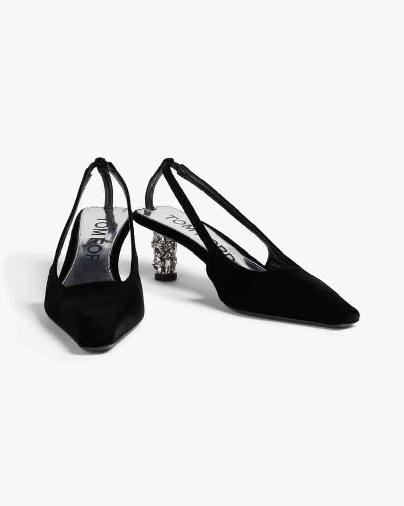 $4,200 Tom Ford Crystal Velvet Slingback - Image 2
