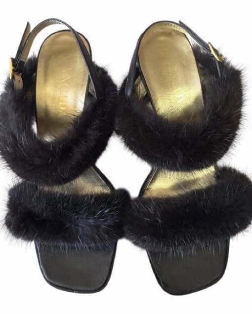 Escada Black Mink Fur Heels - Image 1
