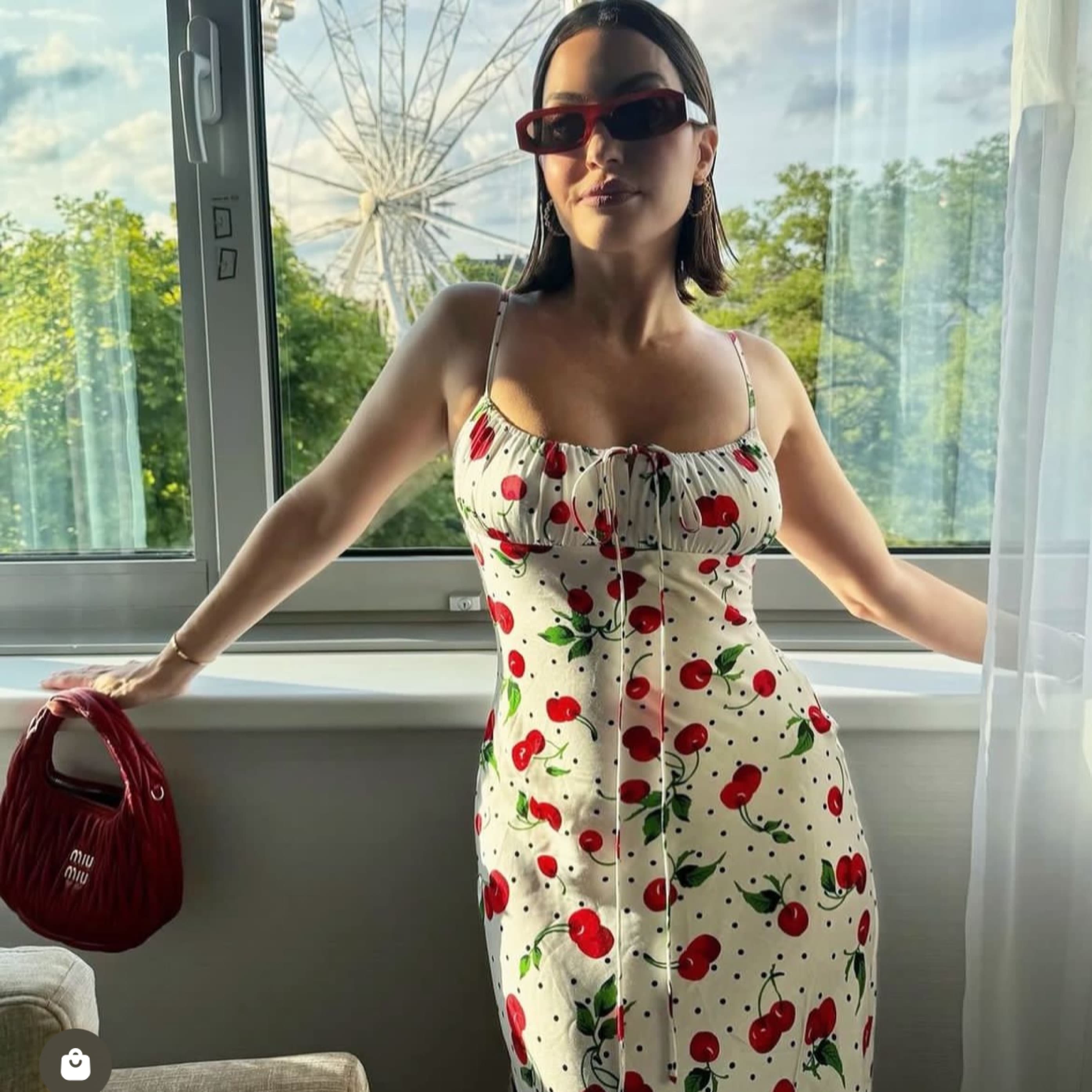 Leslie Amon Silk Cherry Dress - Image 3
