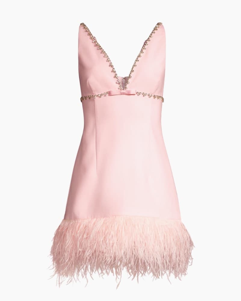 Crystal & Feather Embellished Mini Dress - Image 3