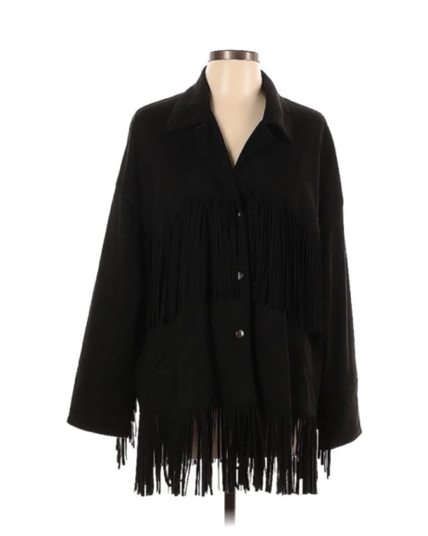 Black Zara Fringe Jacket - Image 1