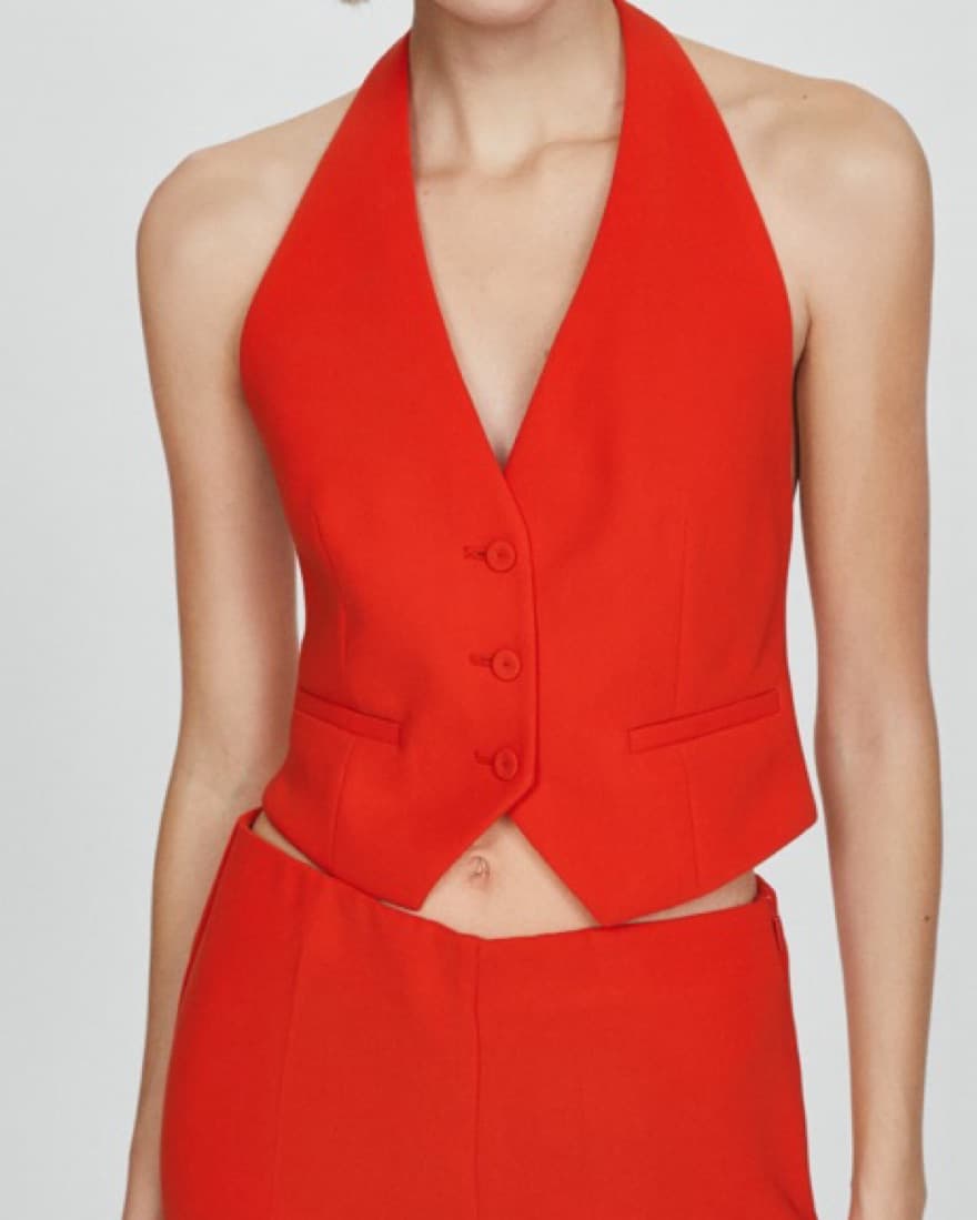 Red Suit Vest With Buttons   - Image 1