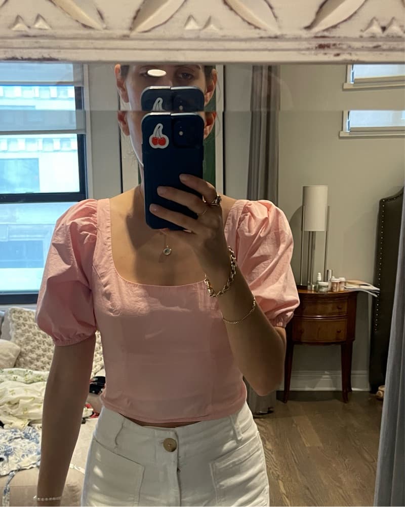 Staud Pink Puff Sleeve Top  - Image 2