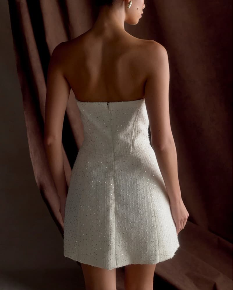 Sparkly White Strapless Dress - Image 2