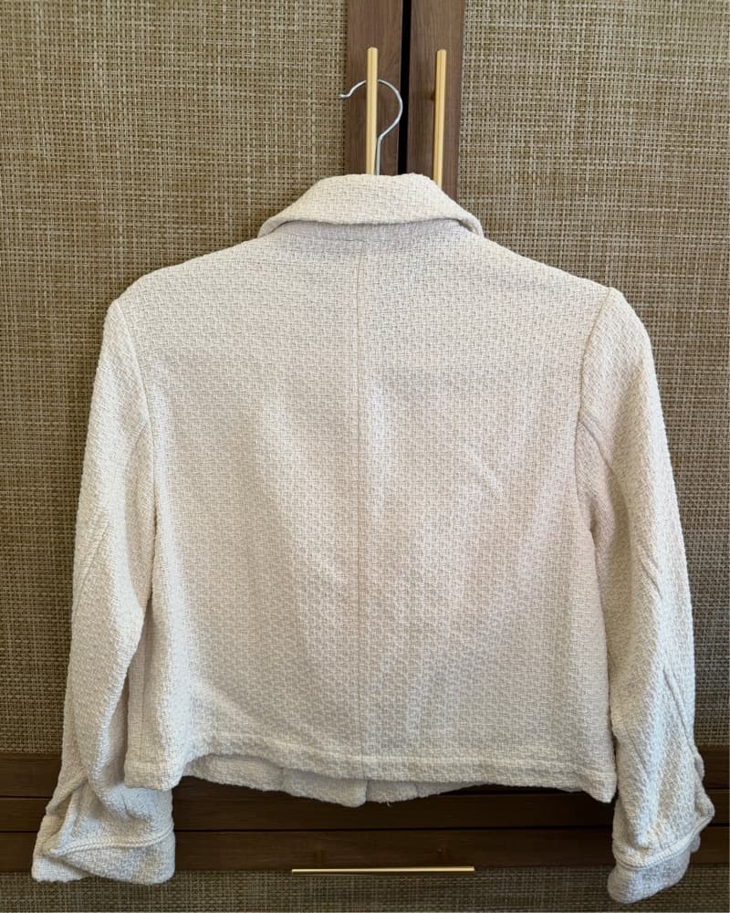 Zara Cream Bouclé Button Cropped Jacket  - Image 2