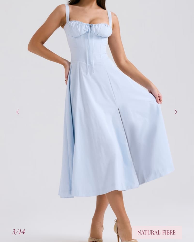 House Of Cb Carmen Dress In Baby Blue - Image 2