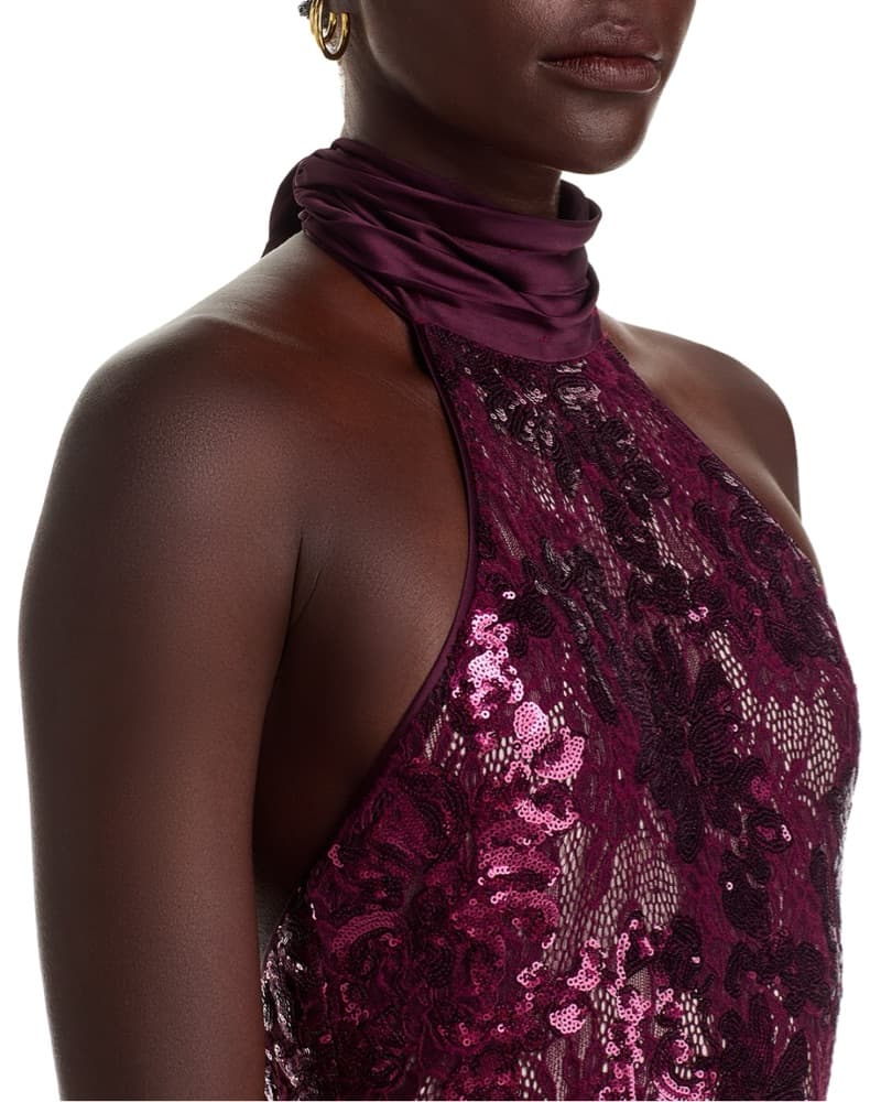 Silk Sequin Halter Maxi Dress-RamyBrook - Image 3