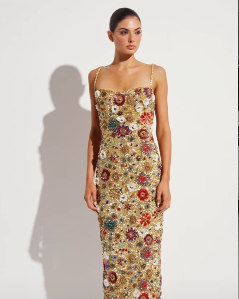 NEW Rachel Gilbert Francesca Gold Gown - Image 1