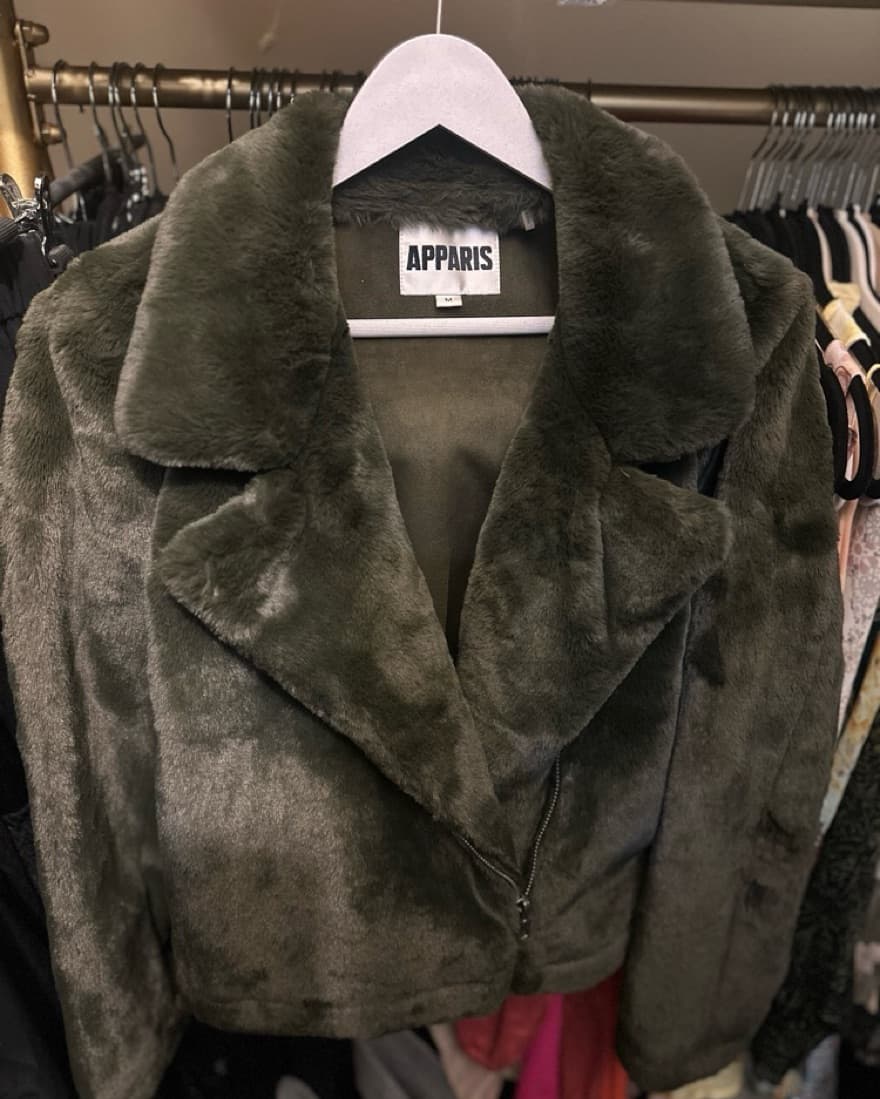 Apparis Army Green Faux Fur Jacket - Image 4