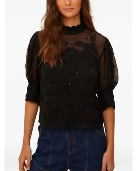 Farm Rio  Sheer Embellished Blouse - Image 1
