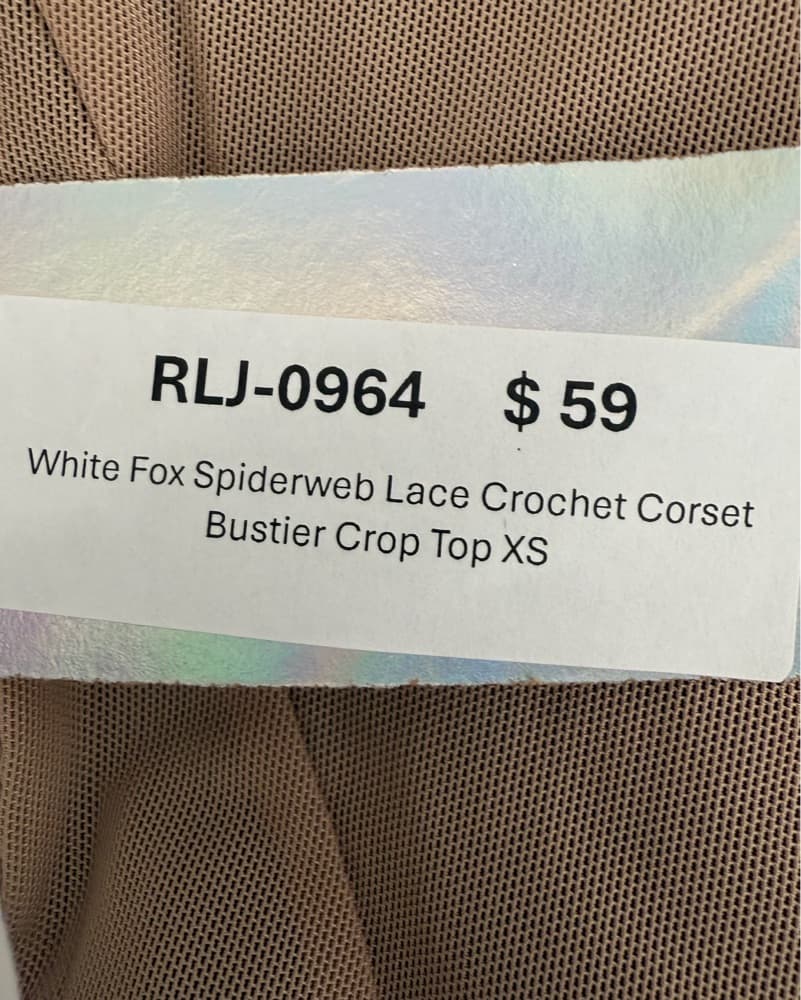 White Fox Spiderweb Lace Crochet Corset Bustier Crop Top - Image 4