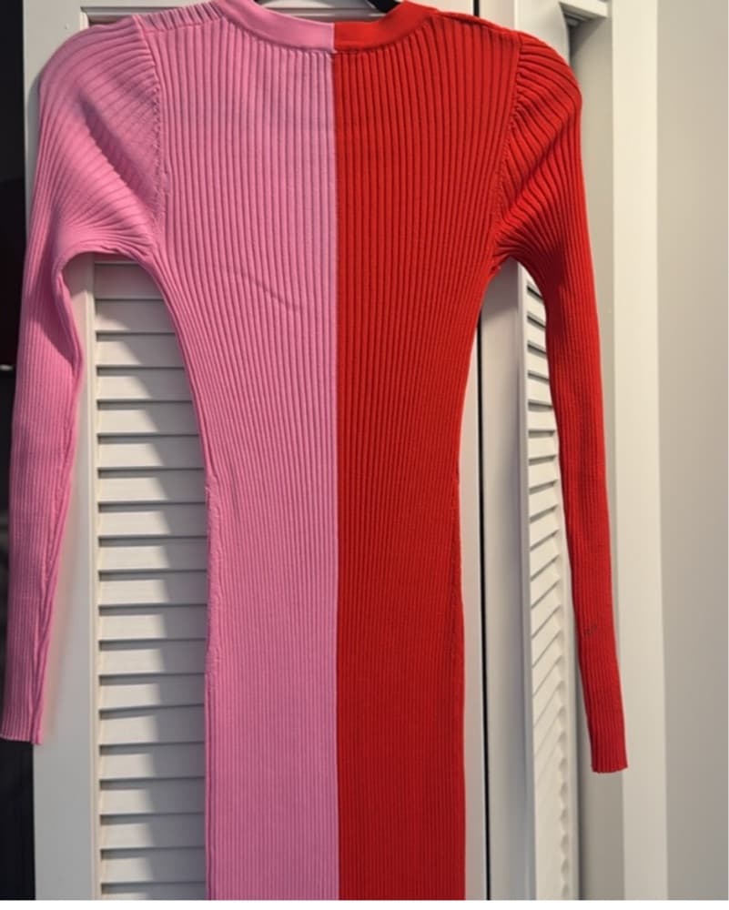 Staud red and pink color block dress - Image 4