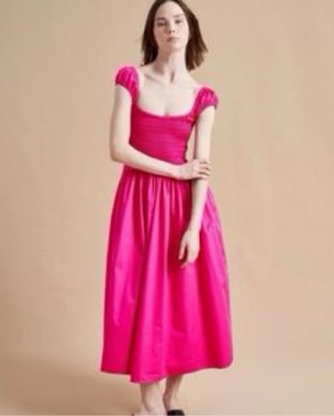 La Ligne Fuchsia Smocked Midi Dress - Image 1