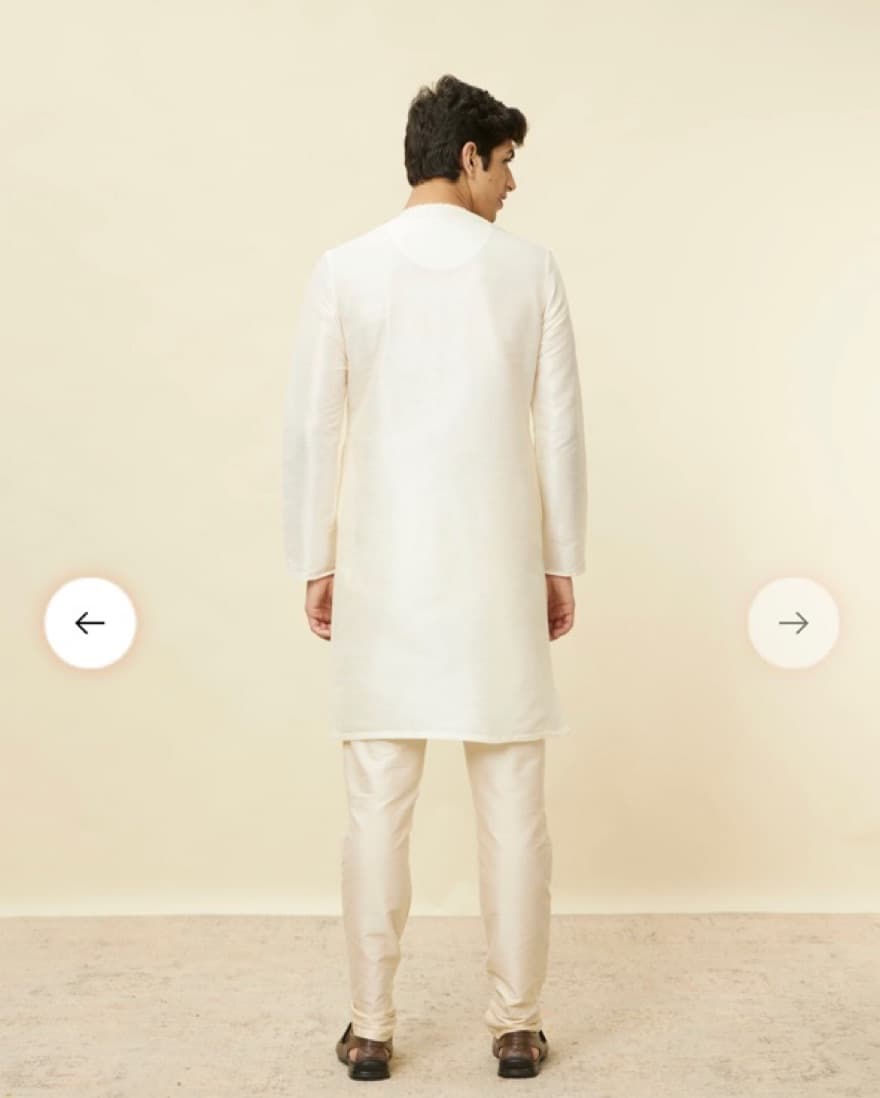 Indian Men’s Attire Cream Kurta - Image 5