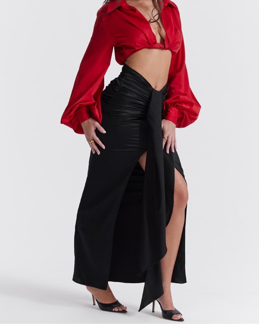 House Of CB Arla Draped Silk Maxi Skirt  - Image 4