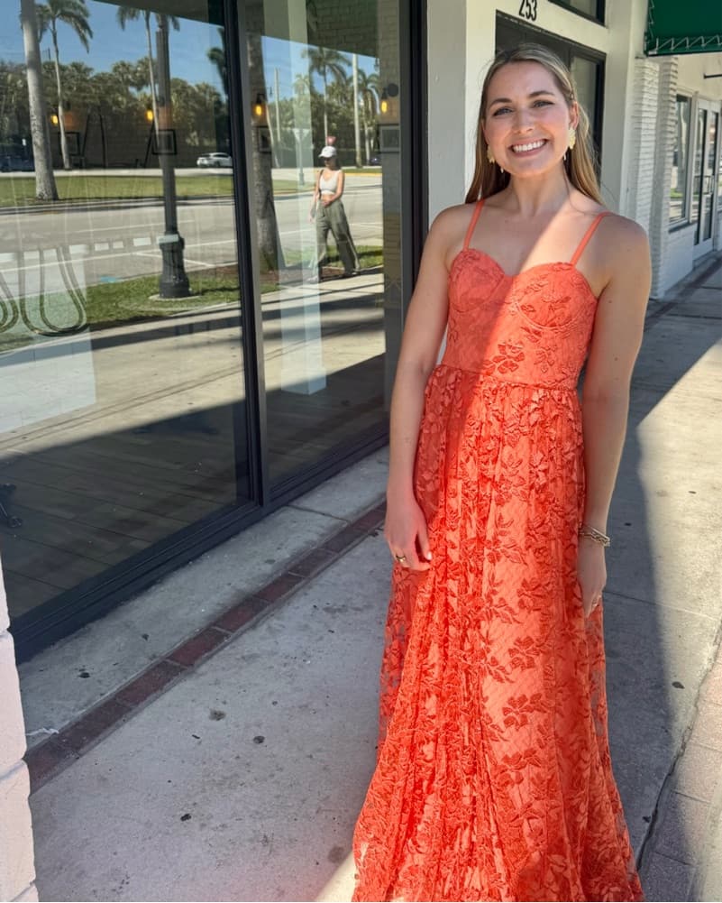 Alice + Olivia Orange Bustier Lace Dress - Image 4