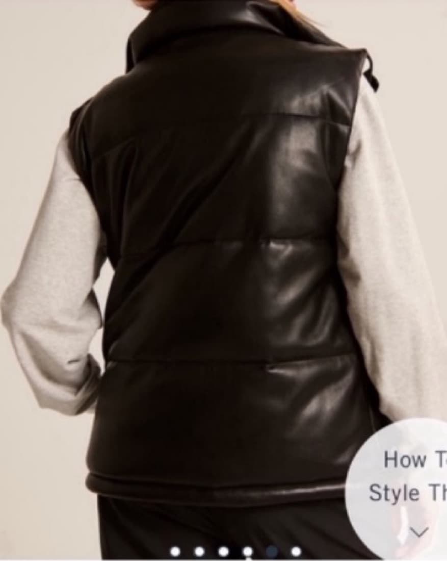 Black Leather Puffer Vest  - Image 5