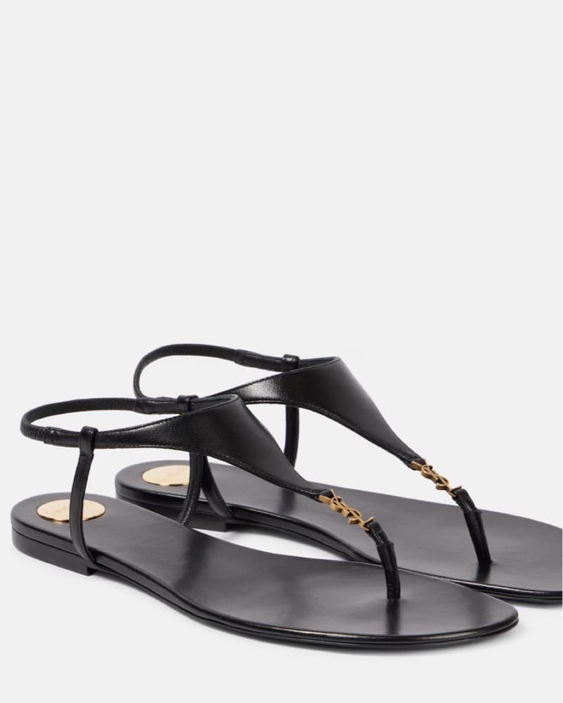 $990 YSL Cassandra Black Thong Sandals - Image 4
