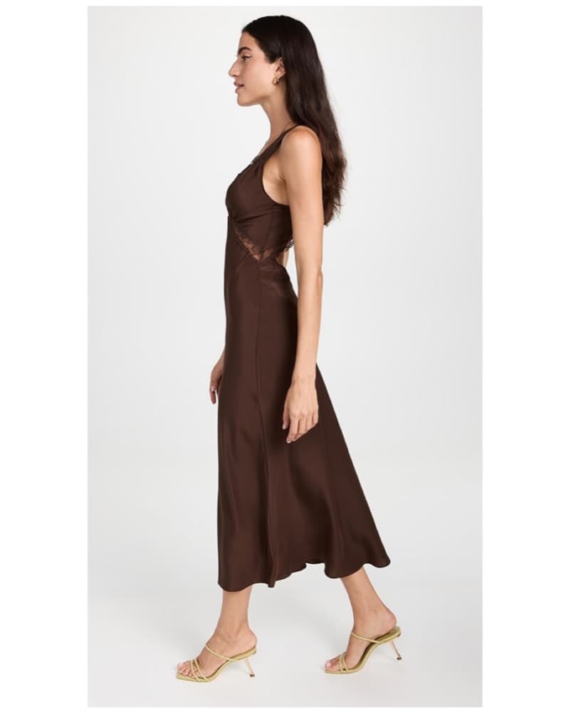 Reformation Chocolate Silk Dress - S - Image 4