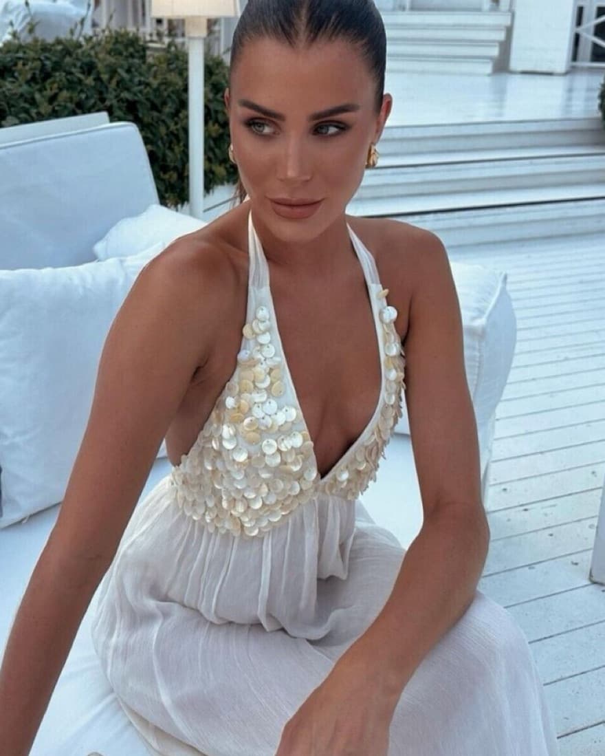 White Shell Maxi Dress - Image 1