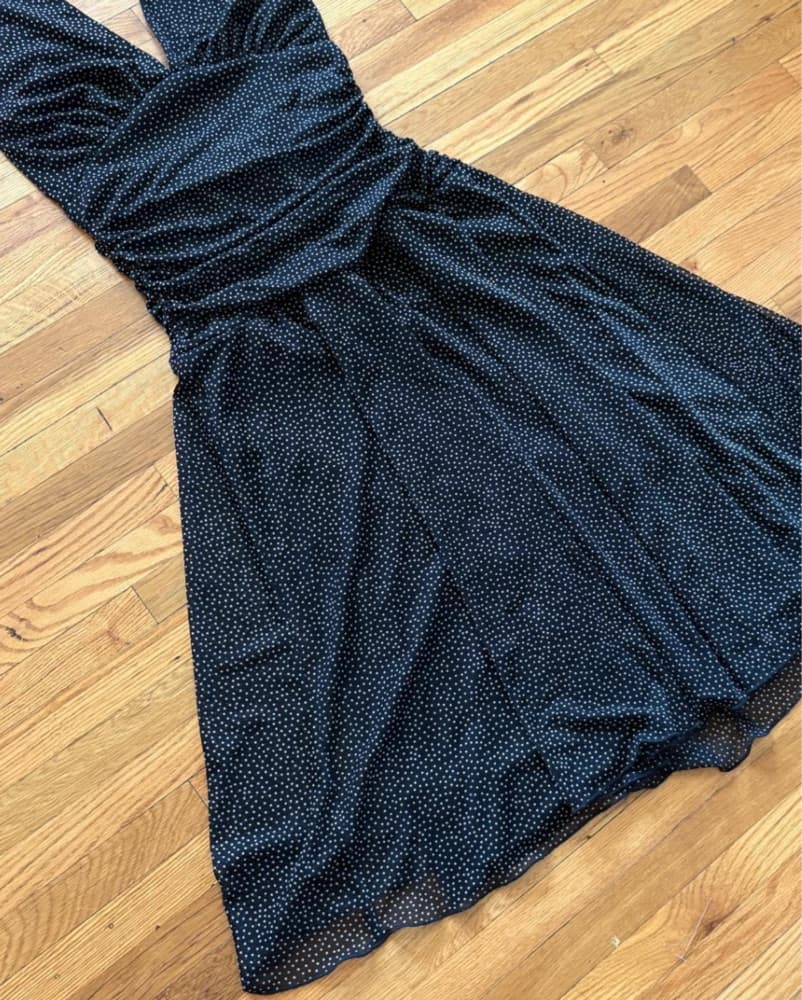 Drop Waist Halter Polka Dot Midi Dress  - Image 3