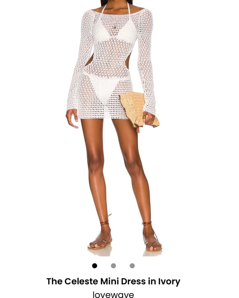 Elegant Crochet Mini Dress in Ivory - Image 1