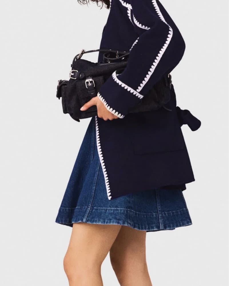 Maje Wool Coat With Contrast Trim - Image 4
